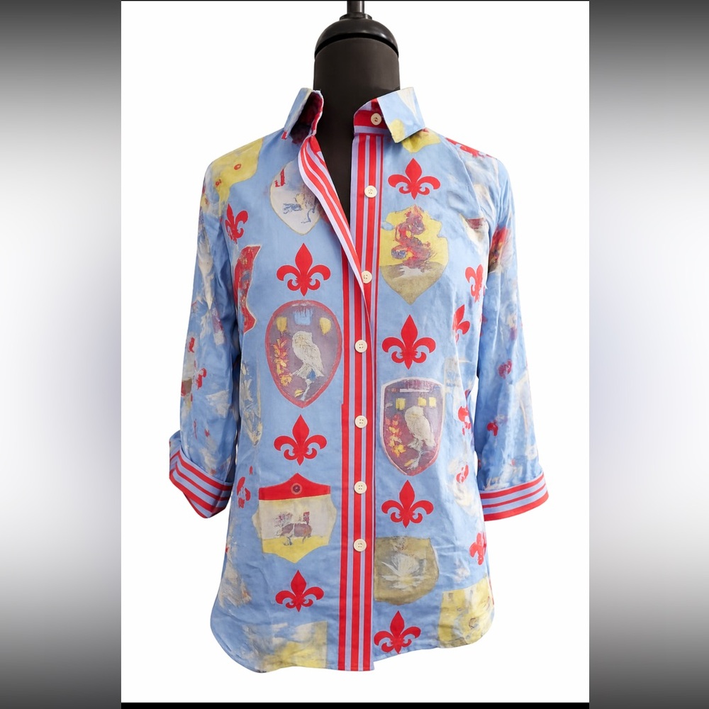 Gretchen Scott Boyfriend Shirt Siena Print Button Down Top Small